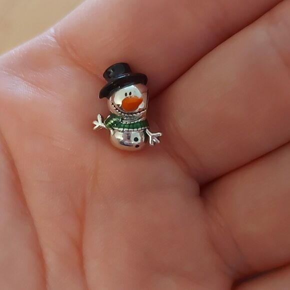 925 Sterling Silver Snowman Charm - Picture 4 of 7